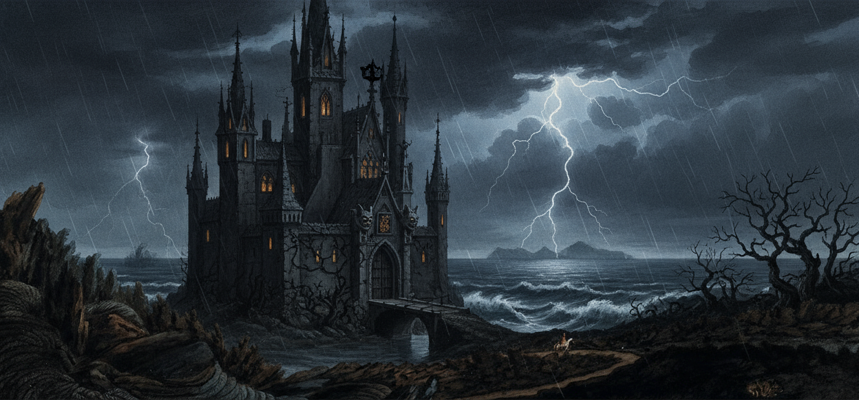 Illustration of a mountain range from afar